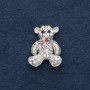 Broche «Ourson» 3×2 cm métal gris, strass caméléon