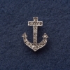 Broche «Ancre» 2,8 × 2 cm, métal gris, ornée de strass