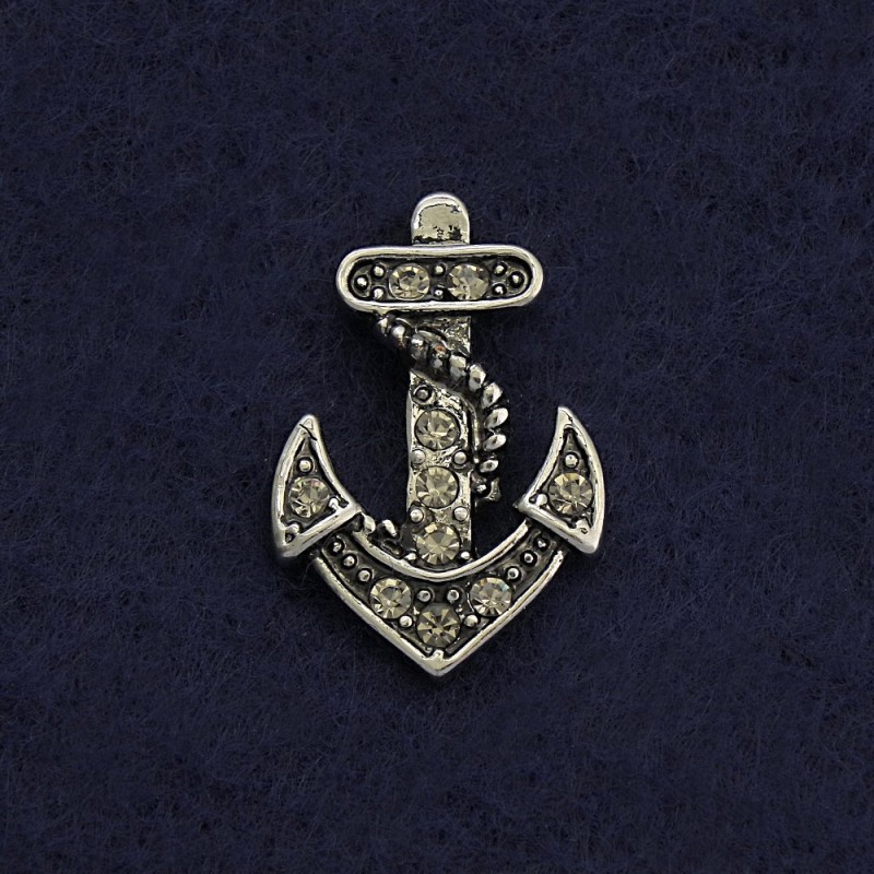 Broche à vis «Ancre» 2 cm, métal gris