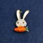 Broche Lapin doré, métal, strass et émail 33×19 mm +