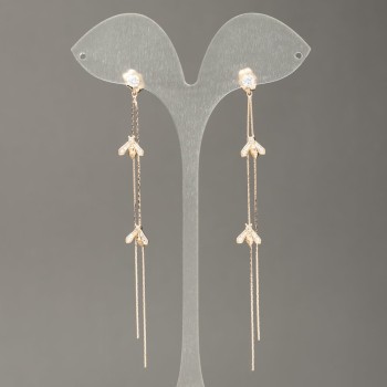 Boucles d'oreilles puces Xuping dorure 18K avec strass blancs, longueur 45 mm +