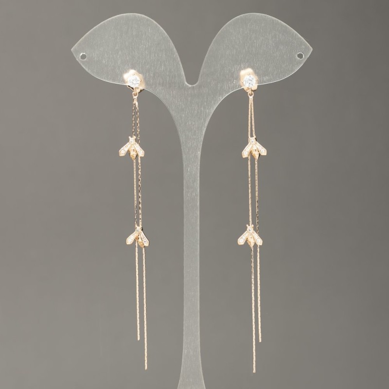 Boucles d'oreilles puces Xuping dorure 18K avec strass blancs, longueur 45 mm +