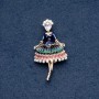Broche «Fréline» émail vert 30×55 mm couleur métal «or»