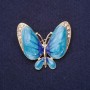 Broche Papillon, strass blancs, émaillé bleu clair, 36×42 mm, métal jaune