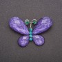 Broche à effet aquarium violet Papillon, métal gris, 34 × 54 mm