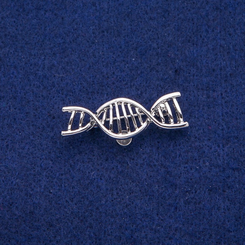 Broche Spirale d'ADN 13×40 mm, métal argenté