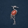 Broche-pendentif Héron en aventurine naturelle « sable doré » 80×30 mm