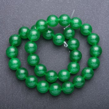 Perles chrysoprase 12 mm, boules lisses, diamètre 12 mm (+/-), sur fil, longueur 38 cm (+/-)