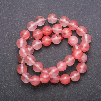 Perles de calcédoine rose naturelle sur fil, billes de 10 mm (±), longueur 36 cm