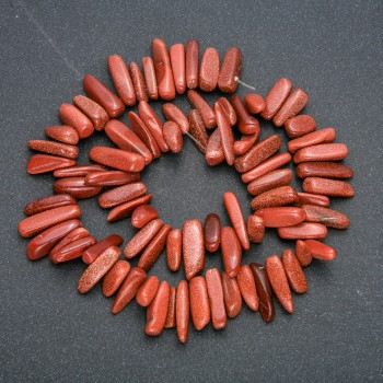 Fil de pierre naturelle d'aventurine Sable doré - éclats en forme d'aiguille, diamètre 20×6 mm, longueur 40 cm +