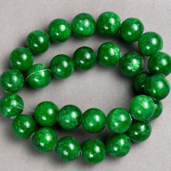 Perles acryliques imitation chrysoprase sur fil, billes lisses, diamètre 14 mm ±, longueur 40 cm ±