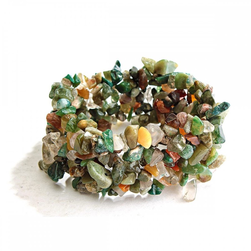 Bracelet élastique multicolore en jaspe « éclats de pierre »