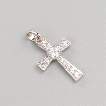 Pendentif Croix Xuping rhodium avec pierres blanches 22 × 14 mm+