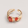 Bague Xuping couleur métal «or» pierre rouge, tailles 16 et 18