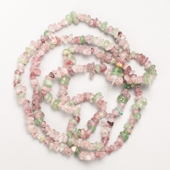 Perles de quartz teinté assorties, pierre naturelle, éclats sur fil, diamètre 7 x 3 mm, longueur d'environ 86 cm