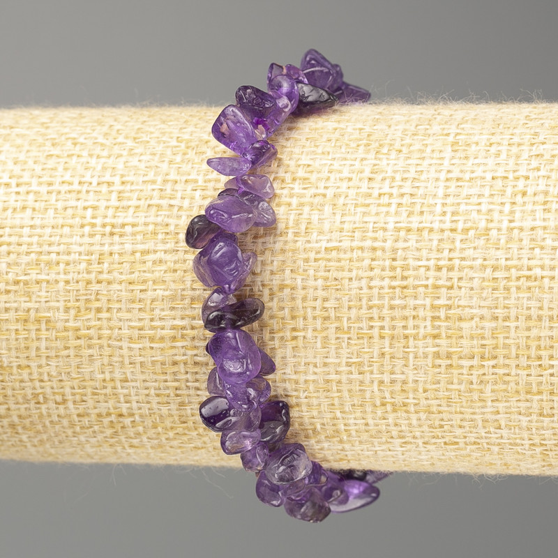 Bracelet en améthyste naturelle, éclats, diamètre 10×5 mm ±, longueur 18 cm (élastique)