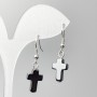 Boucles d'oreilles Croix d'hématite, diamètre 10×14, 5 mm ±, longueur 36 mm