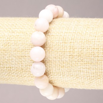 Bracelet élastique en pierre naturelle opale rose, billes rondes lisses, diamètre 10(±)mm