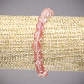 Bracelet élastique en calcédoine naturelle, forme ovoïde lisse, diamètre 10 x 8 mm +-, longueur 18 cm+-