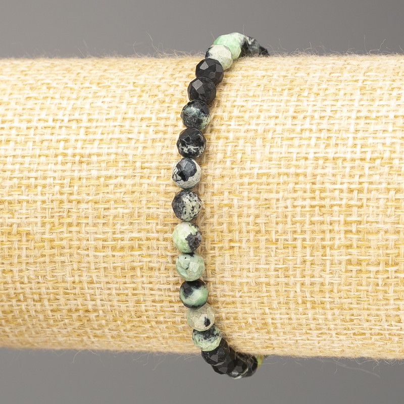 Bracelet en chrysocolle, boule facettée, diamètre 5 mm, longueur 18 cm (élastique)
