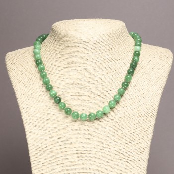 Collier en chrysoprase artificielle — billes lisses, diamètre 8 mm, longueur 45 cm ±