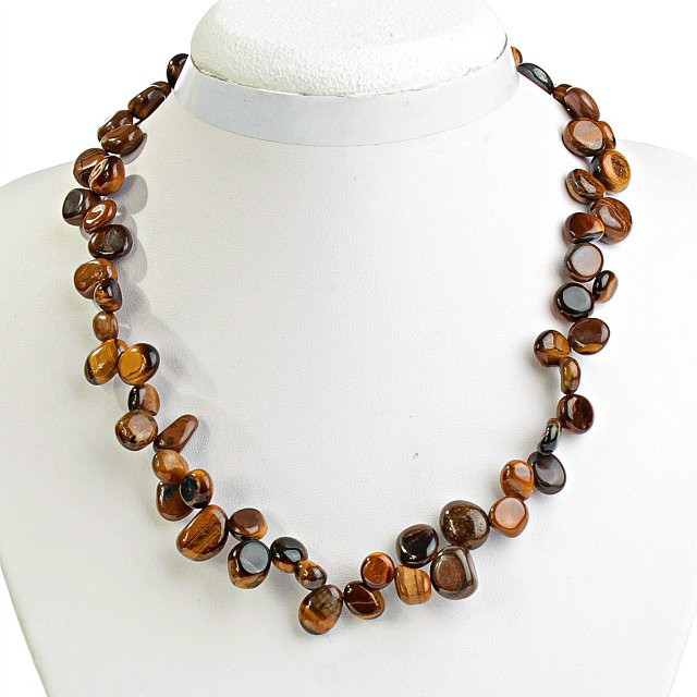 Collier œil de tigre Papillon 8-20 mm, longueur 46 cm