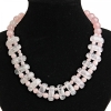 Enchère : Collier Cléopâtre en quartz rose 25×12 mm et perles de 12 mm, longueur 47 cm