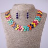 Ensemble collier et boucles d'oreilles en émail multicolore, longueur 45–50 cm
