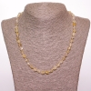 Collier en quartz rutile « poilu », oval, facetté, or blanc, diamètre 6 mm (±), longueur 50 cm