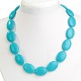 Collier en turquoise bleue ovale 18×24 mm, longueur 46 cm
