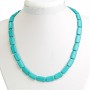Collier en turquoise veinée rectangulaire 10×15 mm, longueur 48 cm