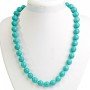 Collier en turquoise verte veinée, perles 12 mm, 46 cm