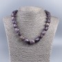 Collier en charoïte naturel, perles facettées, diamètre 12×15 mm ±, longueur 48 cm ±