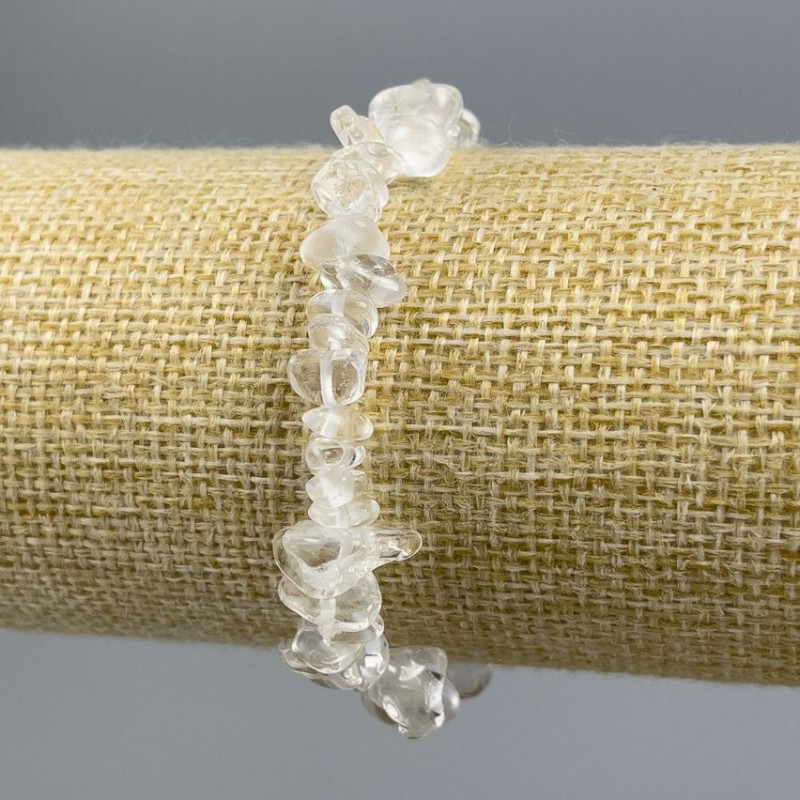 Bracelet en éclats de cristal de roche, diamètre 6-8 mm, longueur 18 cm ±