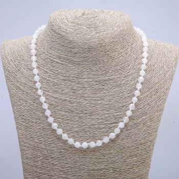 Collier en adulaire, perles rondes lisses, diamètre 8 mm, longueur 45 cm +