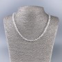 Collier en cristal de roche facetté, bille de 6 mm, longueur 47 cm +/-