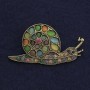 Broche Escargot œil de chat multicolore avec strass en métal doré 28×55 mm+
