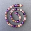 Perles assorties en pierre naturelle - billes lisses, diamètre 10 mm, longueur 39 cm ±