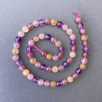 Perles assorties en pierre naturelle, billes rondes lisses, diamètre 6,5 mm, longueur 39 cm ±
