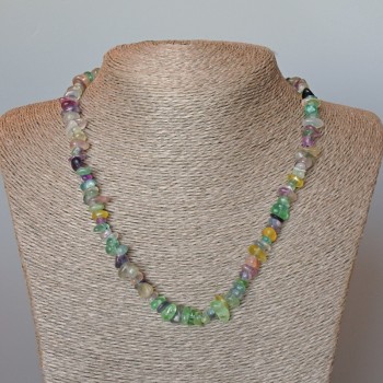 Collier en fluorite naturel, perles facettées, diamètre 8×3 mm ±, longueur 47 cm ±