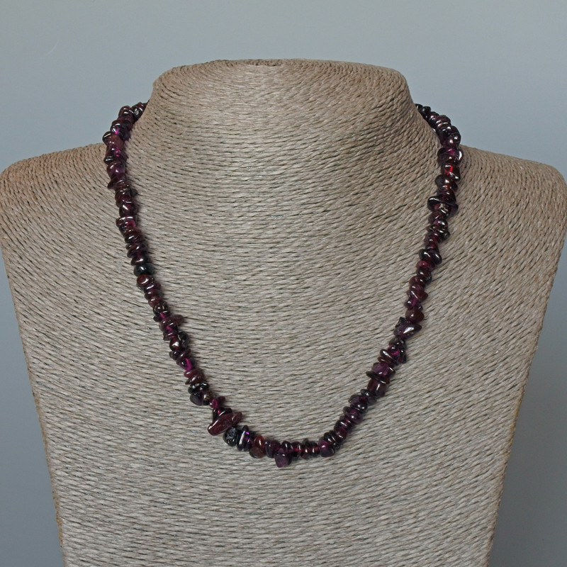 Collier de grenat en pierre naturelle, grains de 8×3 mm, longueur 47 cm ±